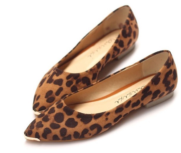 animal print pointed toe flats