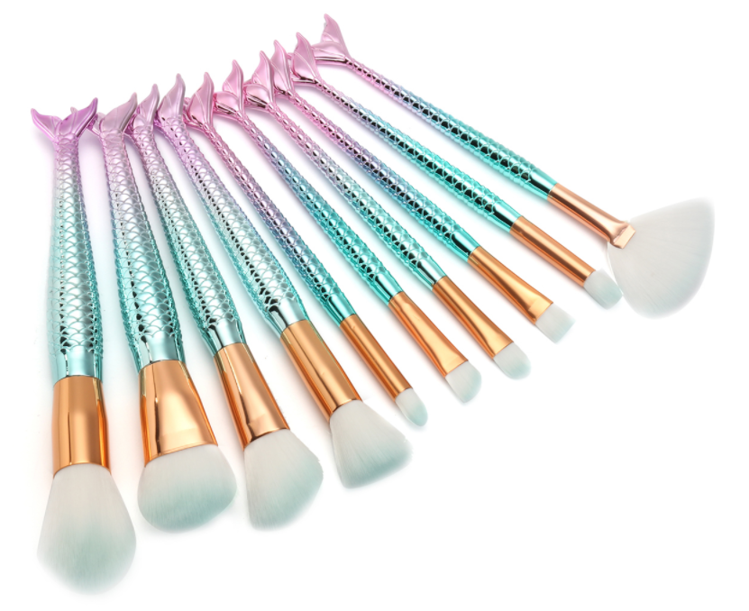 10 Pcs Multicolor Makeup Brushes Set Eyeshadow Powder Foundation Cosmetic Kit