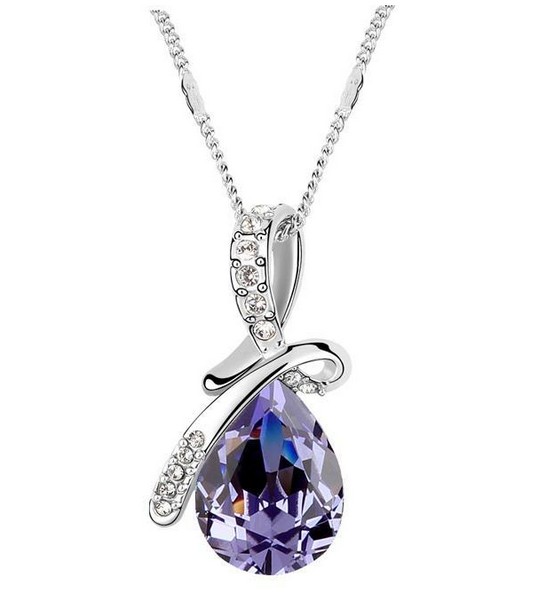 Fashion And Beautiful Austrian Jewelry Crystal Necklace - Purple