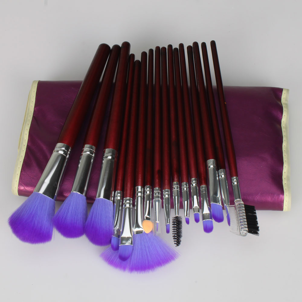 16pcs Professional Cosmetic Makeup Brushes Set Kit With Purple Bag