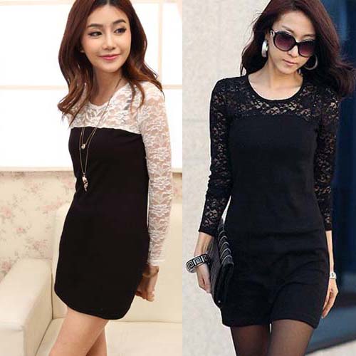 Women's Sexy Slim Fit Long Sleeves Lace Dress