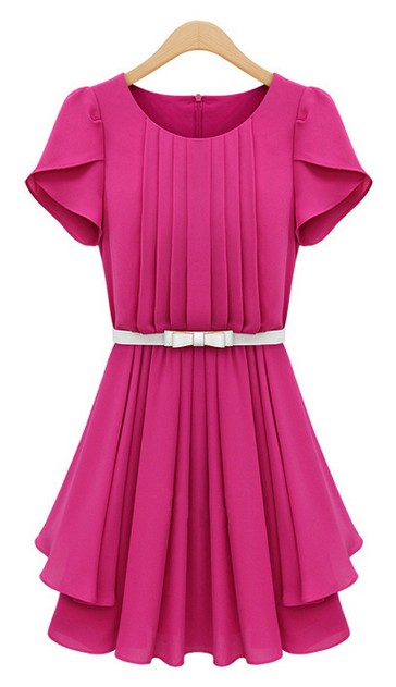 Belted Round Neck Long A-Line Dress (2 Color Ways) main image 0