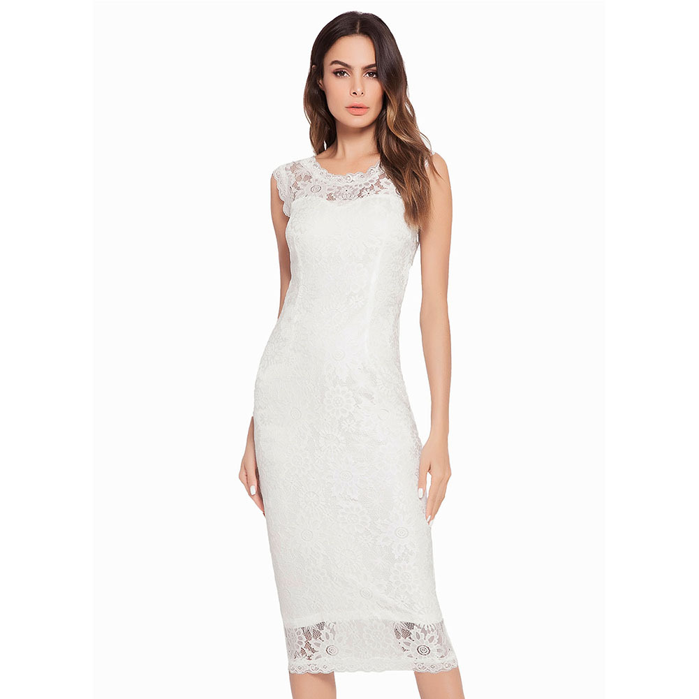 white lace bodycon midi dress