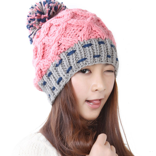 Women Hat For Winter Knitted Wool Fashion Casual Cap - Pink