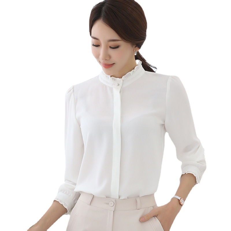 Women Shirt Tops Elegant Ladies Formal Office White Blouse