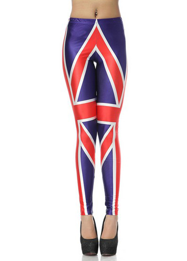  Fashion Fitted Middle Waist British Flag Leggings
