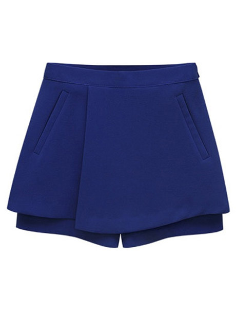 Special Clipping Mid Waist Summer Loose Shorts - Blue
