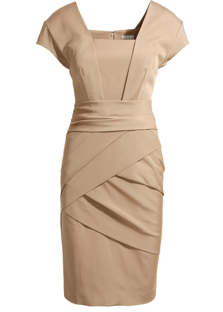 European Style Solid Color Square Neck Sheath Dress - Figure
