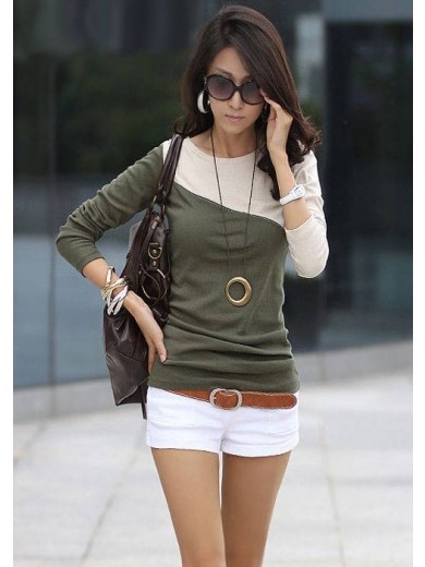 Women Cotton Long Sleeve T- Shirt - Green