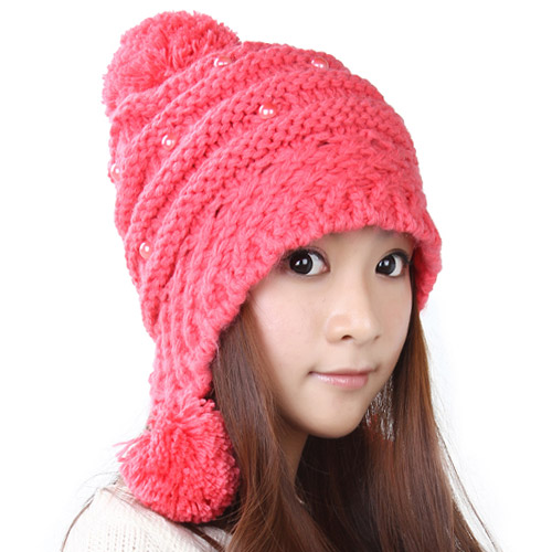Free Shipping Lovely Female Winter Hat Knit Wool Cap - Watermelon Red