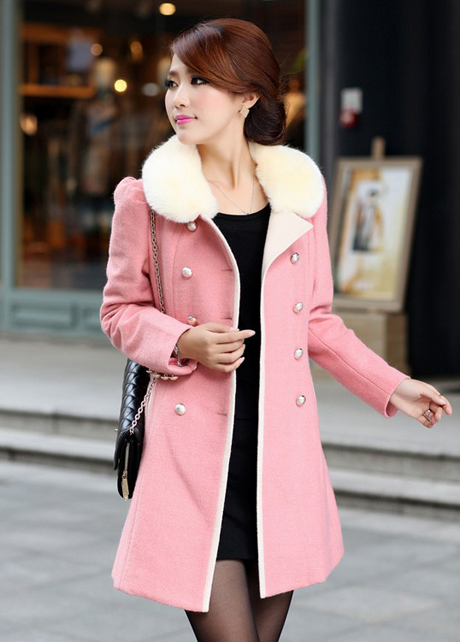 Fashion Cashmere Long Coat For Woman - Pink
