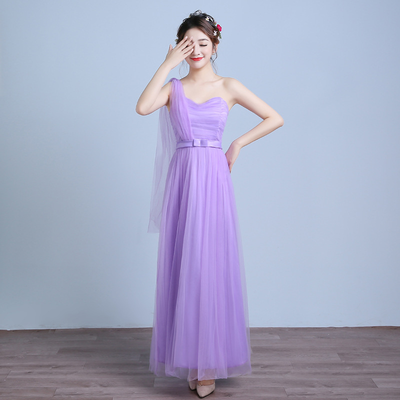Beautiful One Shoulder Strapless Long Dress - Purple
