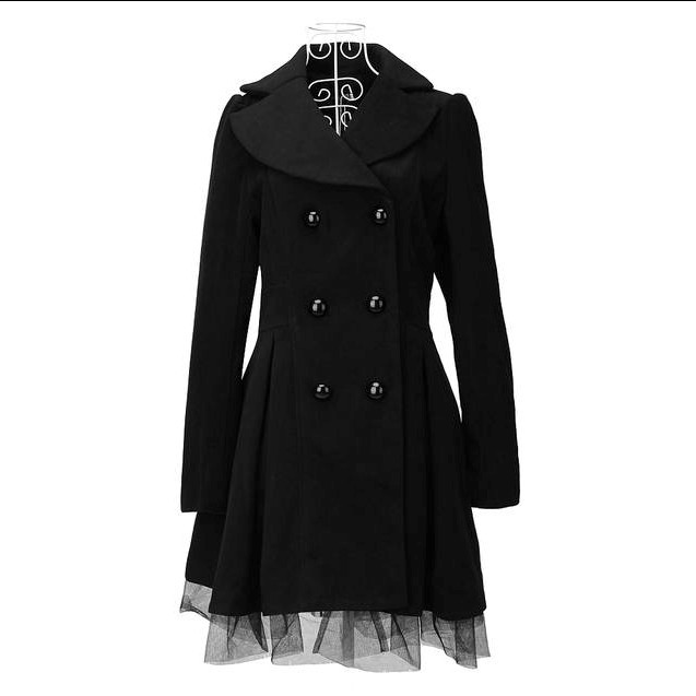 High Quality Fashion Wool Long Winter Dress Coat For Women - Black on ...