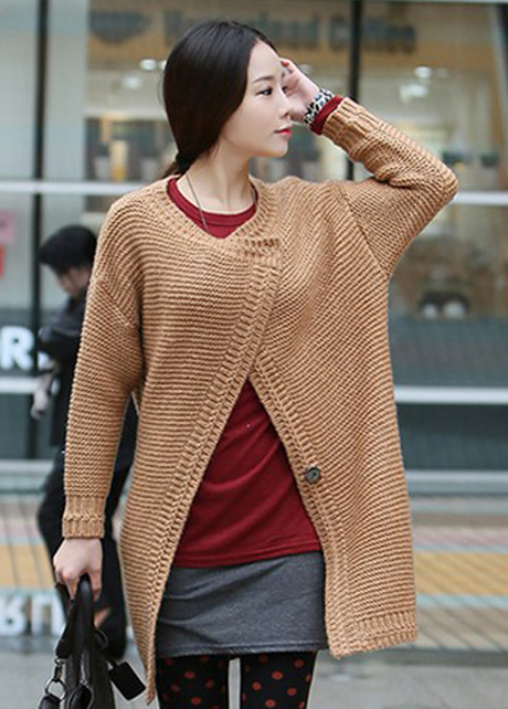 High Quality Long Style Woman Button Closure Unicilor Sweater Coat