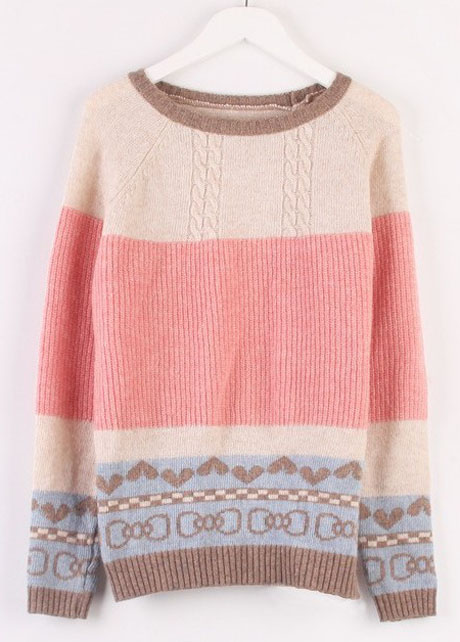 Cute Girls Candy Color Round Neck Pullovers Sweater on Luulla