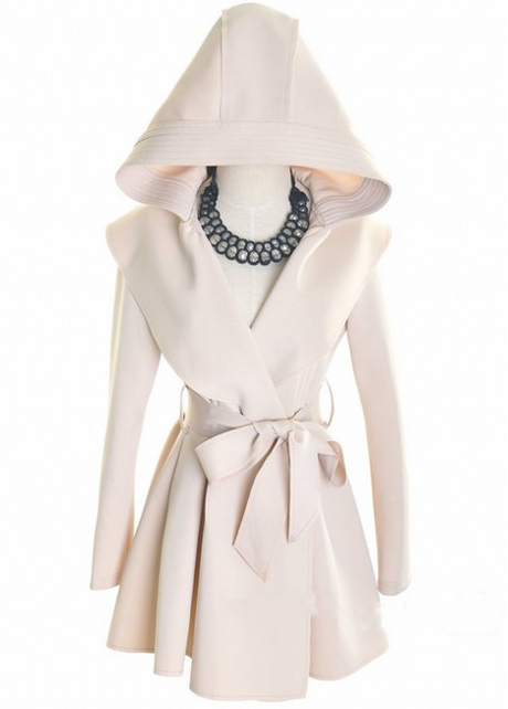Collared Neck Tie Waist Buttoned Long Sleeve Trench Coat main image 0