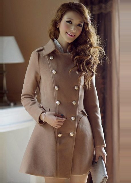 Charming Double Breasted Puff Sleeve Coat