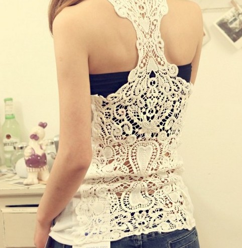 Fashion And Sexy Bottoming Vest Back Lace Crochet