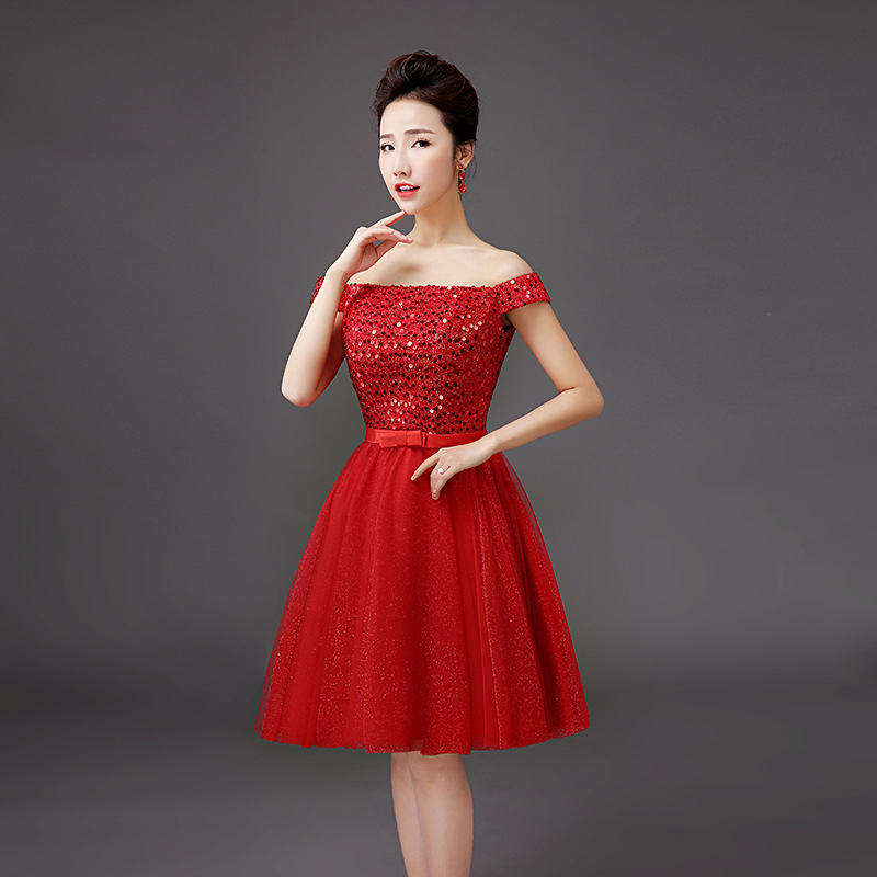 Fashion Designer Red Sequin Evening Party Dress For Women