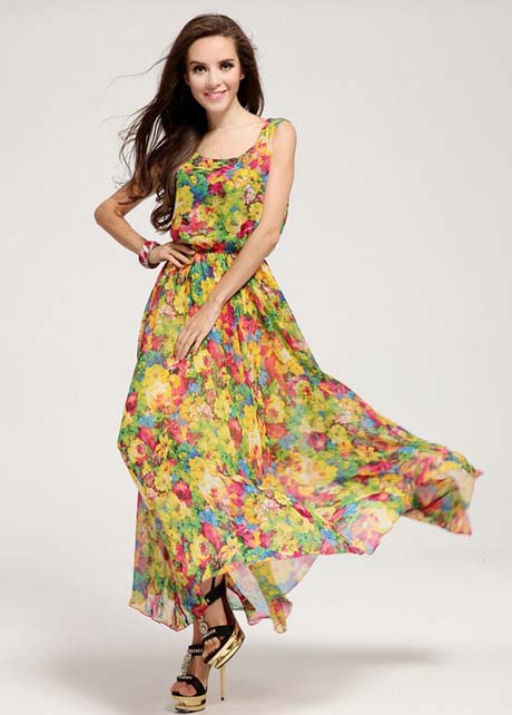 Woman Beach Essential Sleeveless Flowers Printed Maxi Dress on Luulla