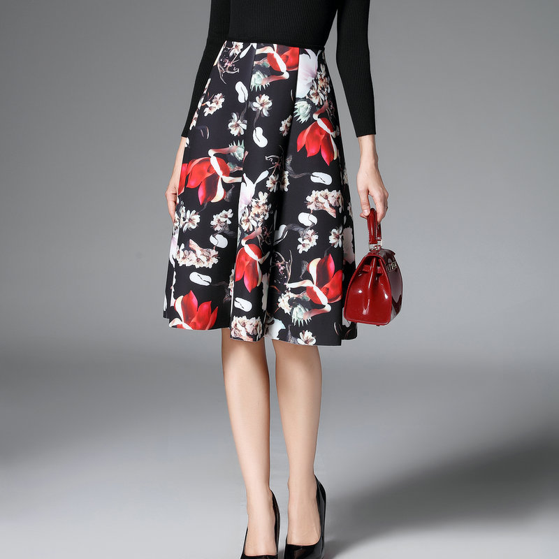 Elegant Elastic Waist Space Cotton Pleated Midi Skirt