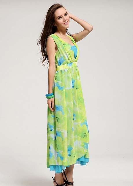 Fashion Two Pieces Design Floral Sleeveless Beach Dress on Luulla