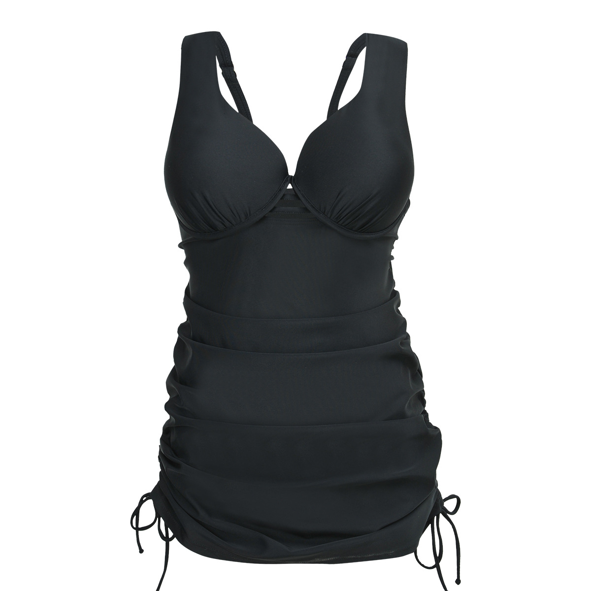 Women Top Plus Size Swimwear 2xl 3xl 4xl Push Up Bathing Suit Ladies Swimming Suit - Black