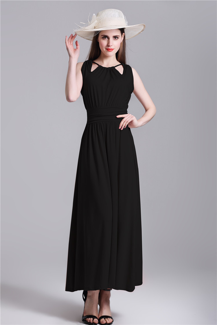 New Halter Neck High Waist Dress - Black