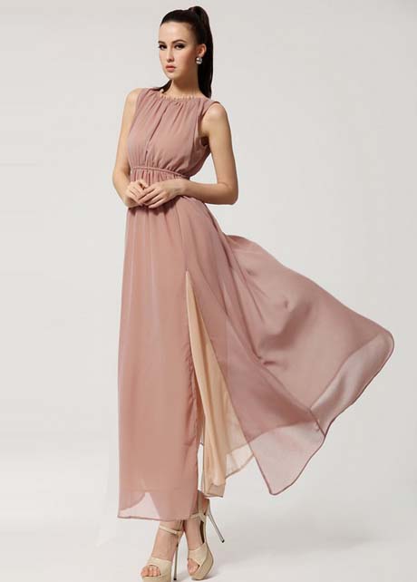 dark pink chiffon dress