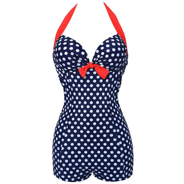 Women Dot Pattern One Piece Bathing Suit Beachwear Push Up Swimsuit