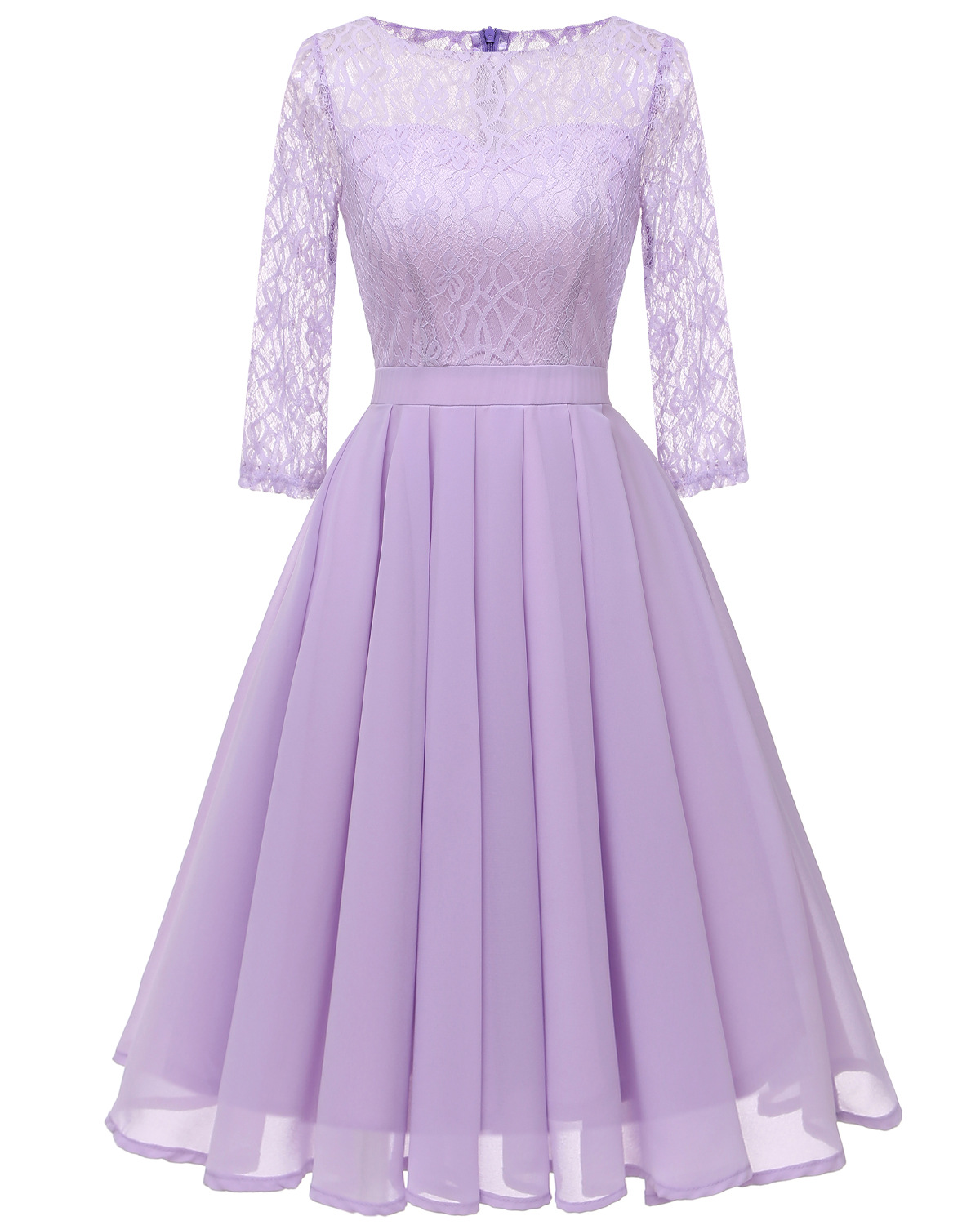 Elegant Patchwork Solid Color Half Sleeve Dress