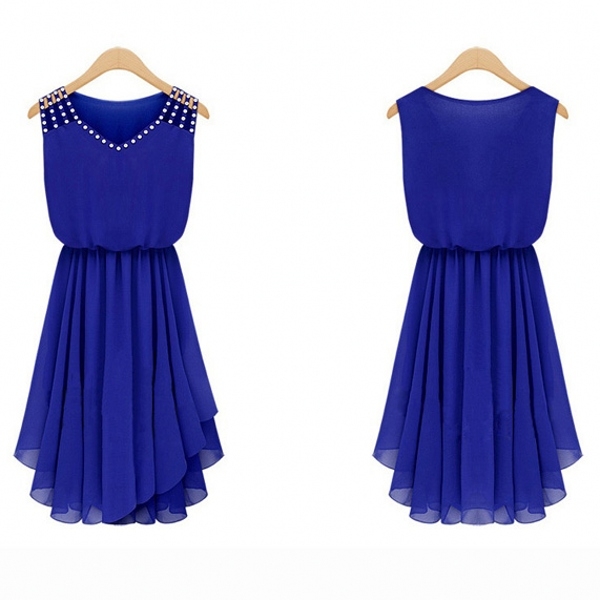2014 Fashion Rhinestone Pearl Chiffon Dress (2 Colors)