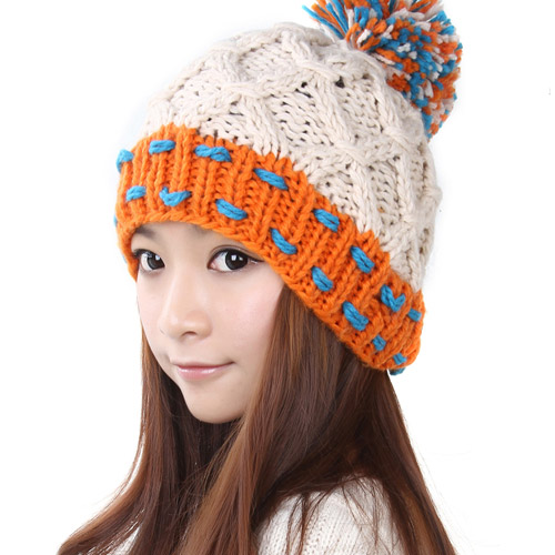 Women Hat For Winter Knitted Wool Fashion Casual Cap - Beige