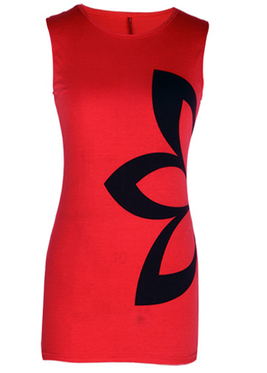 Woman Essential Round Neck Sleeveless Sheath Dress - Red