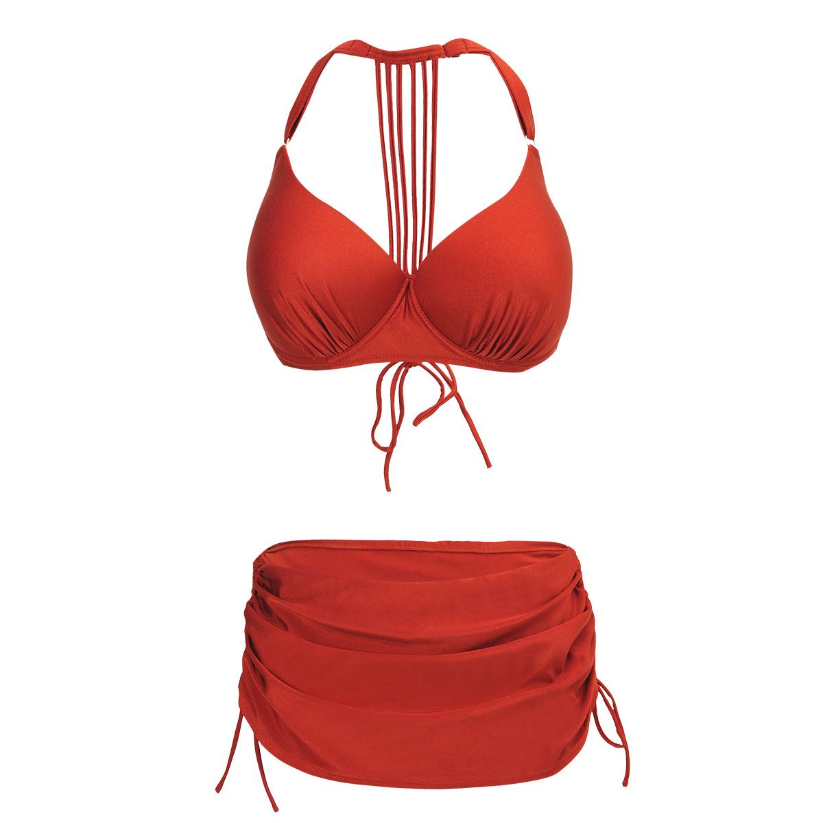 Sexy Women Swimsuit Bandage Bikini Swimwear - Red