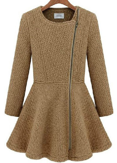 High Quality All Matched Long Sleeve Woolen Coat For Winter - Light Tan