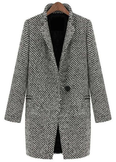 High Quality Turndown Collar Long Sleeve Woman Coat