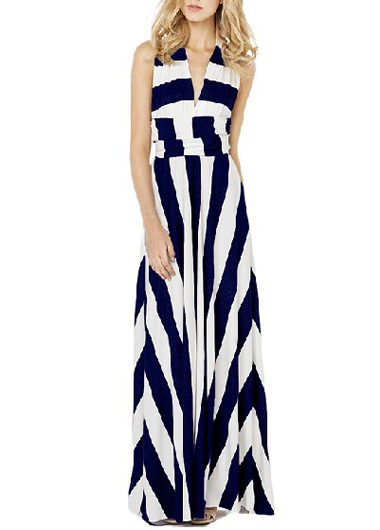 Convertible Striped Long Maxi Dress