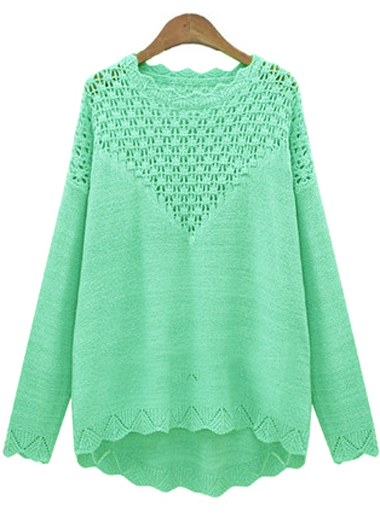 Essential Long Sleeve Round Neck Sweaters For Woman - Green
