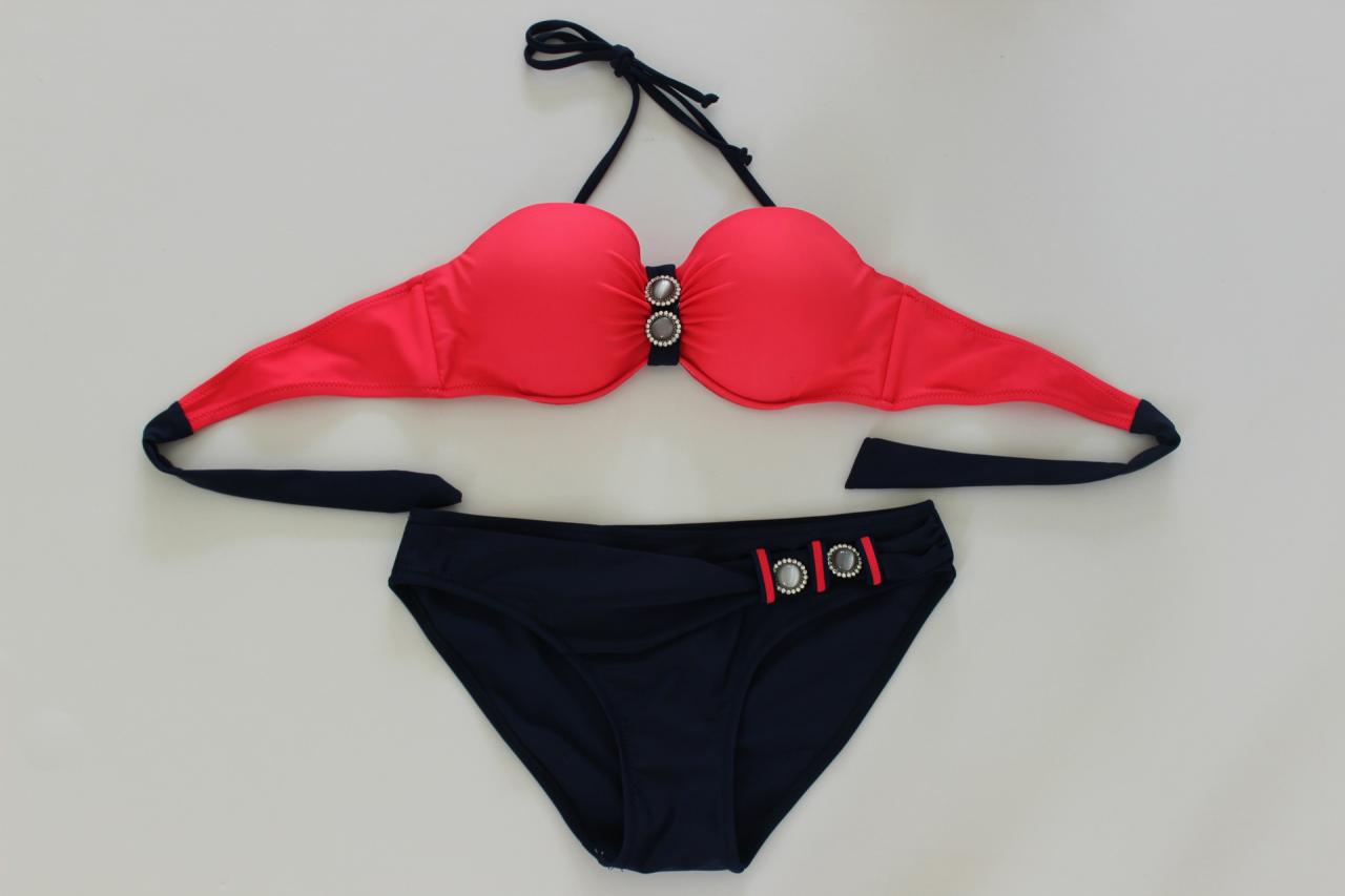 Sexy Button Pattern Swimsuit Bikini - Red&Black