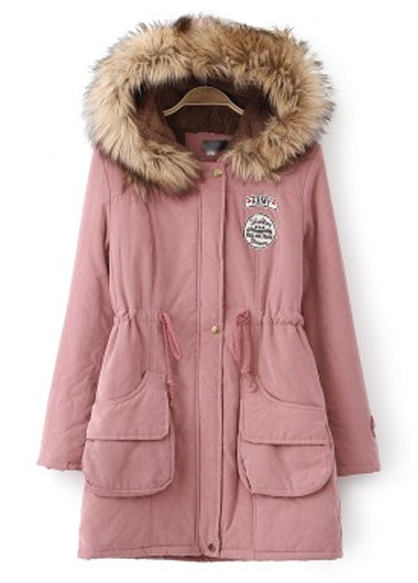 High Quality Essential Zipper Closure Long Sleeve Hooded Coat - Pink