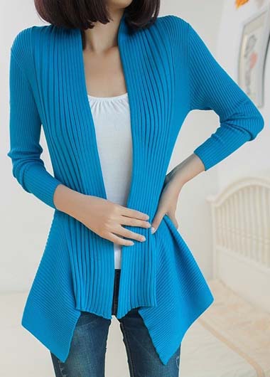 Fashion Essential Long Sleeve Cardigans For Woman - Blue