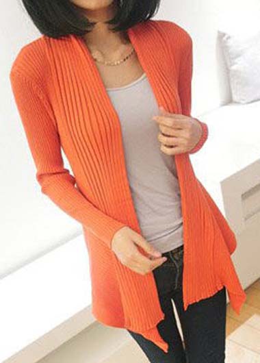 Fashion Essential Long Sleeve Cardigans For Woman - Orange