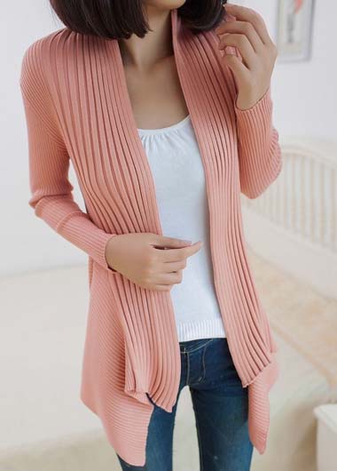 Fashion Essential Long Sleeve Cardigans For Woman - Pink
