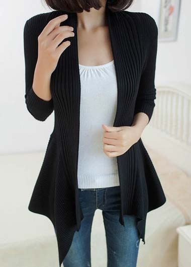 Fashion Essential Long Sleeve Cardigans For Woman - Black
