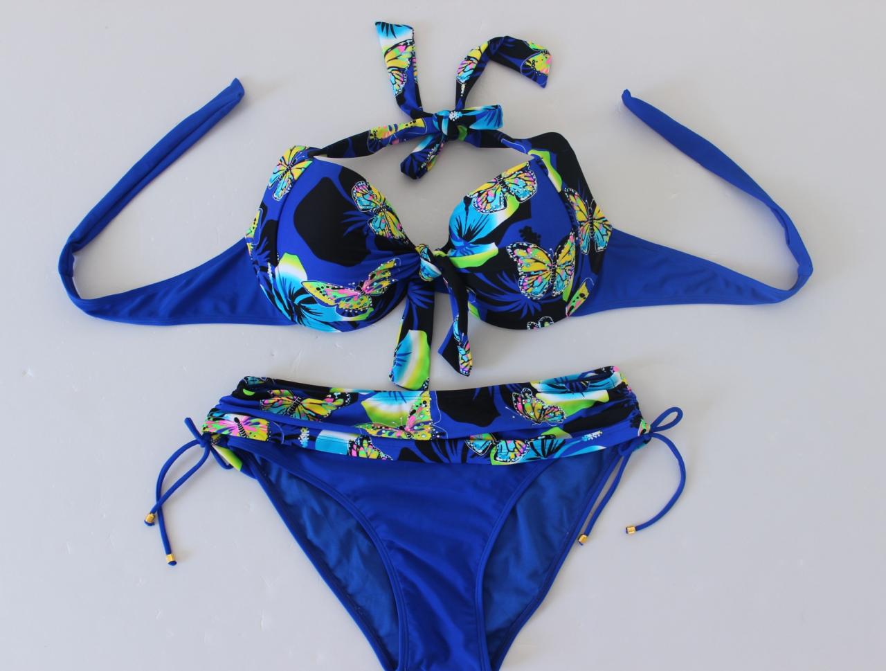 Women Sexy Butterfly Swimwear Bikini - Blue