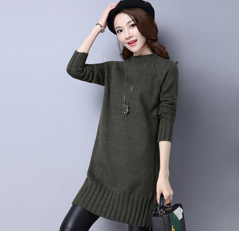 Fashion Women Long Sleeve Regular Pullovers Sweater - Amy Green