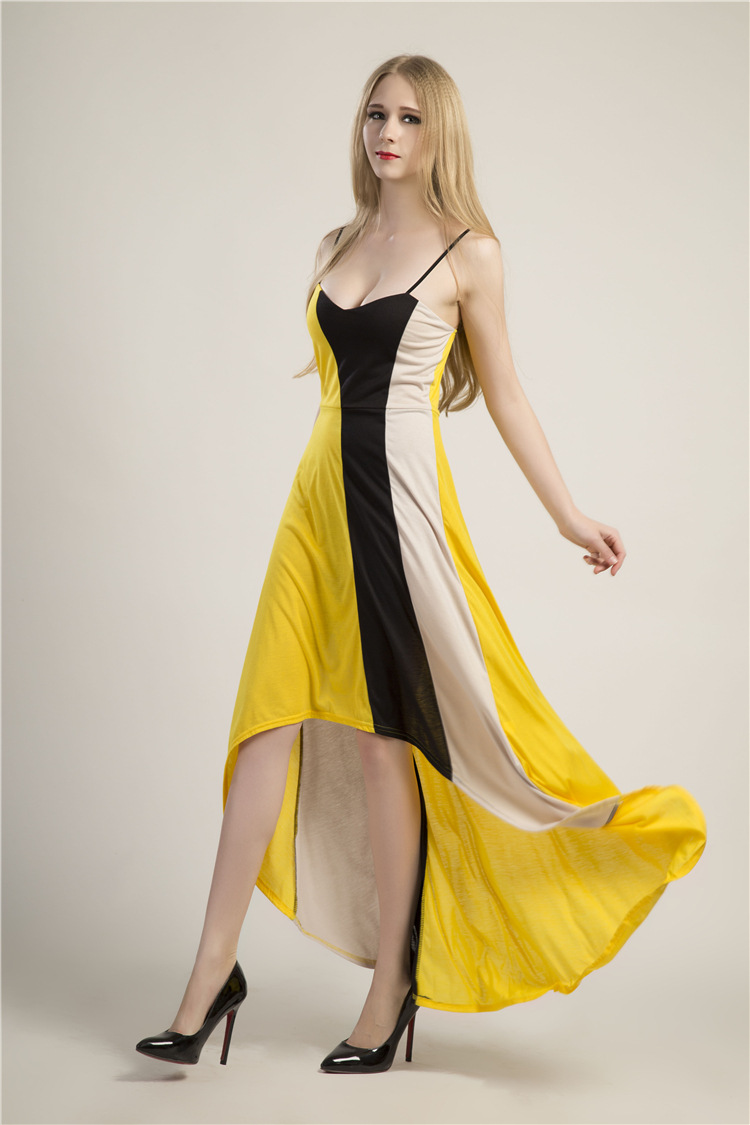 Sexy Yellow Sleeveless Maxi Dress