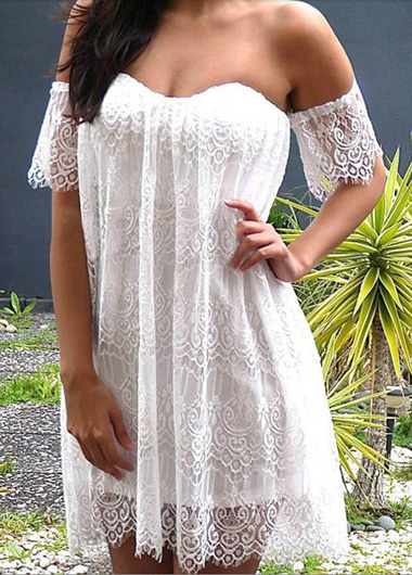 Sexy Off The Shoulder White Lace Dress