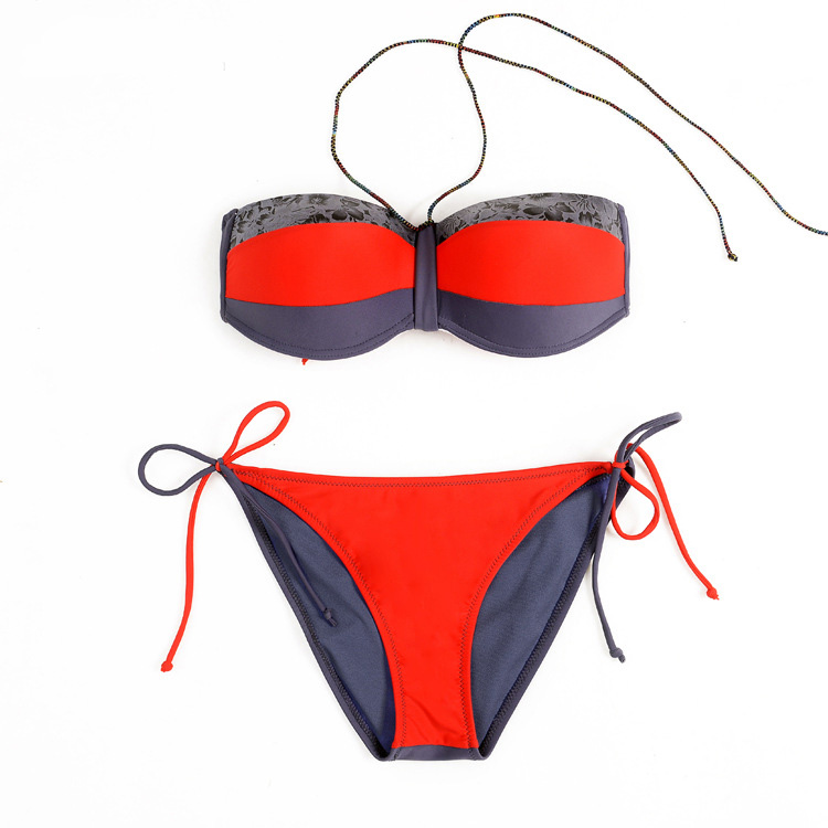 Sexy Split Bikini Swimwear Red Color